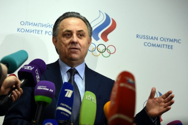 Russia's Sports Minister Vitaly Mutko addressing the media within the election of a new ch