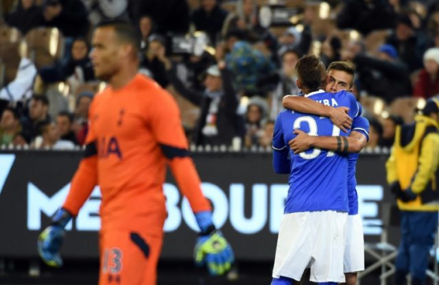 Juventus forward Paulo Dybala (right) celebrates his goal against Tottenham Hotspur in Mel