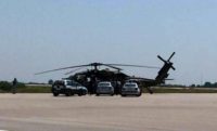 A military helicopter lands at Alexandroupolis airport in Greece, after it landed there carrying eight officers seeking asylum after a coup bid in Turkey, on July 16, 2016 Eurokinissi/AFP