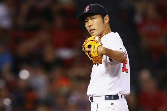 Koji Uehara of the Boston Red Sox pitches at Fenway Park on July 19, 2016 in Boston, Massa