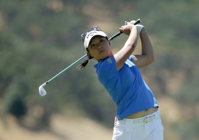 Lydia Ko of New Zealand hits a tee shot on the 16th hole during the third round of the US
