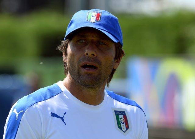Italy's coach Antonio Conte at a training session in Montpellier on July 1, 2016, the day