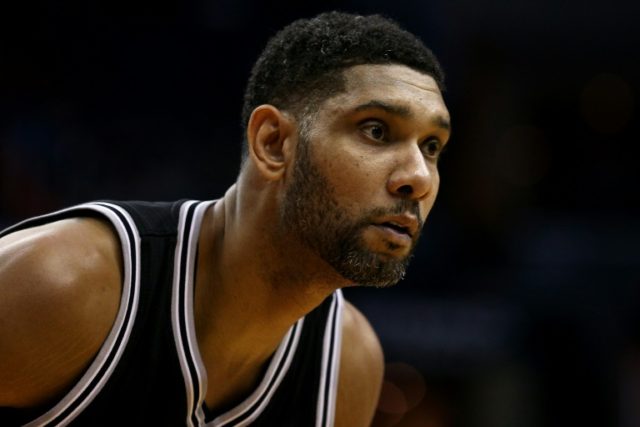 Tim Duncan of the San Antonio Spurs looks on against the Washington Wizards during the fir