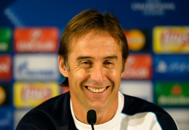 Porto's then coach Julen Lopetegui pictured during a press conference at the Dragao Stadiu