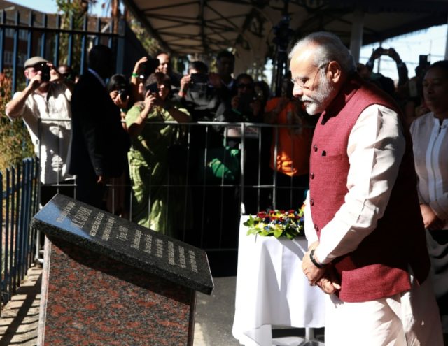 Indian PM Narendra Modi visits the Pietermaritzburg railway station in South Africa -- whe