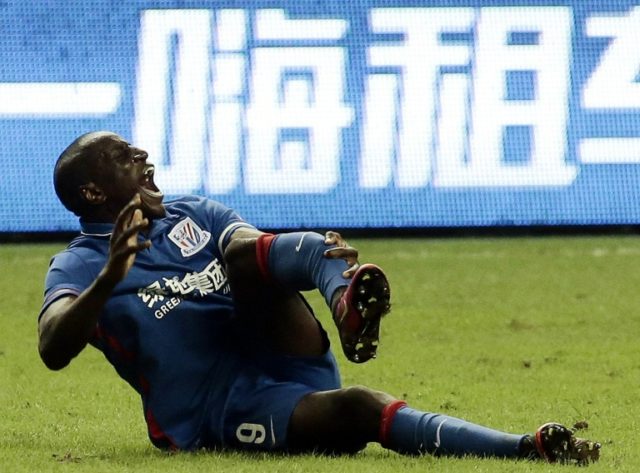 Demba Ba suffered a horror left leg fracture playing for Shenhua in the Shanghai derby aga