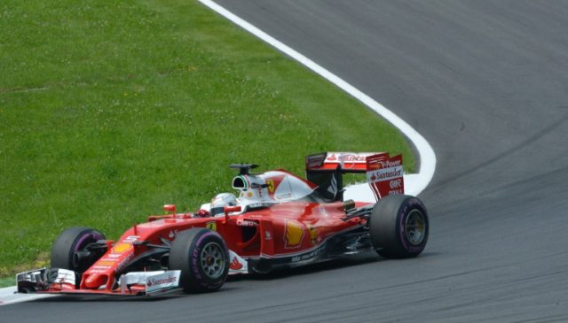 Scuderia Ferrari German driver Sebastian Vettel drives during the practice session of the