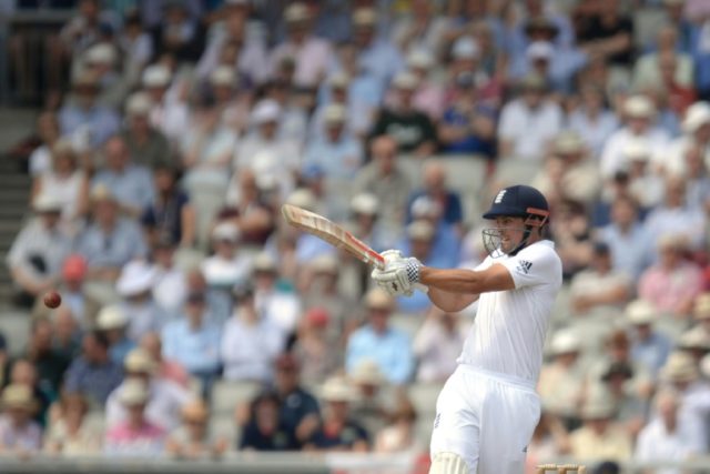 England captain Alastair Cook scored 105 before he was dismissed on day one of the second