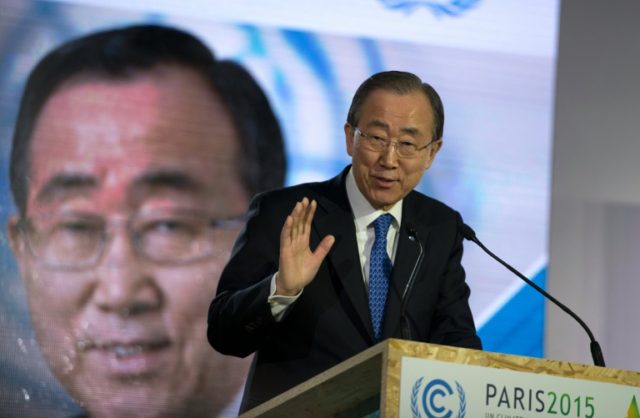 United Nations General Secretary Ban Ki Moon, pictured on December 10, 2015 during the COP