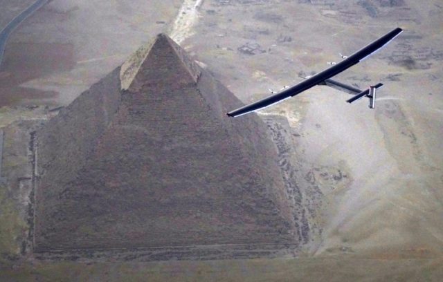 Solar Impulse 2 flew over the Giza Pyramids before reaching Cairo
