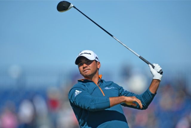 Australia's Jason Day watches his drive at the British Open at Royal Troon in Scotland on