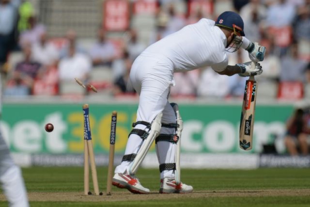 England's Alex Hales is dismissed by Pakistan bowler Mohammad Amir on the first day of the
