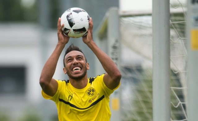 Dortmund striker Pierre-Emerick Aubameyang takes part in pre-season training