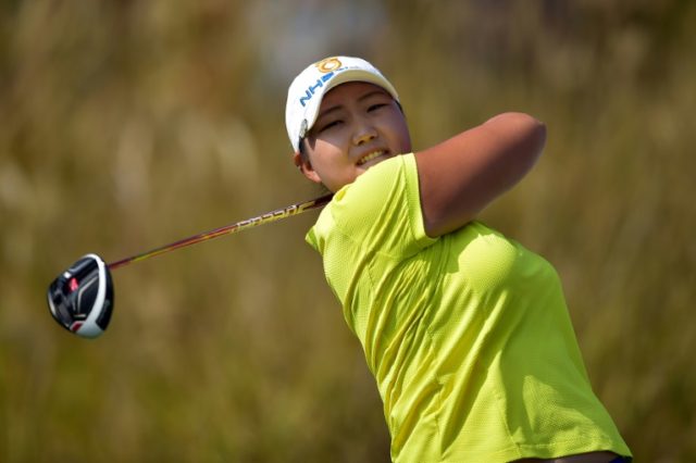 Lee Mi-Rim of South Korea tees off during a LPGA event at the Sky72 Golf Club in Incheon,