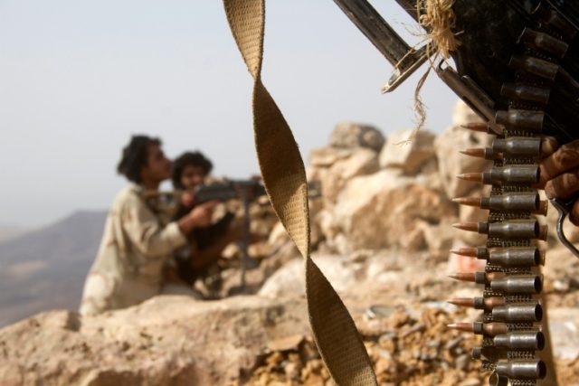 Yemeni tribesmen supporting forces loyal to Yemen's Saudi-backed president, during fightin