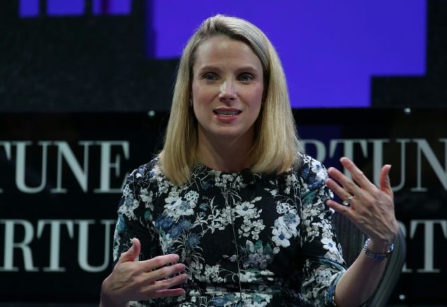 Yahoo president and CEO Marissa Mayer speaks during the Fortune Global Forum on November 3