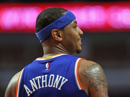 Carmelo Anthony of the New York Knicks, pictured on March 23, 2016, posted a message on social media calling for athletes to help change a system that he described as "Broken. Point blank period"