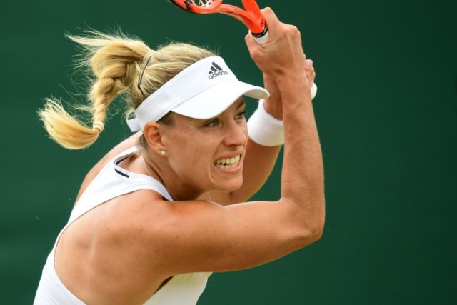 Germany's Angelique Kerber in action against Misaki Doi of Japan at Wimbledon on July 4, 2