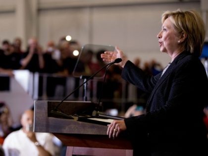 Democratic presidential candidate Hillary Clinton gives a speech on the economy after tour