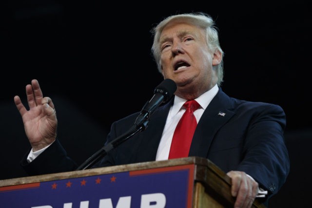 Republican presidential candidate Donald Trump speaks during a campaign rally, Friday, Aug