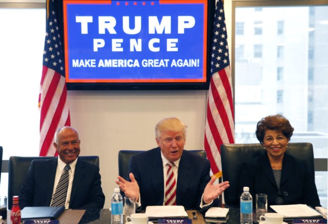 Republican presidential candidate Donald Trump holds a Hispanic advisory roundtable meetin