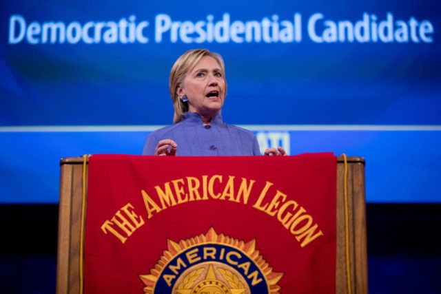 Democratic presidential candidate Hillary Clinton speaks at the American Legion's 98t