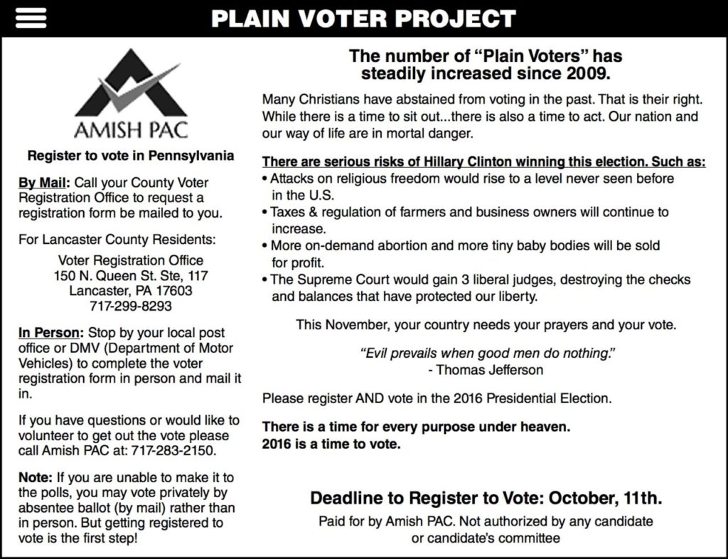 Amish Voting Instructions