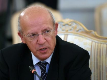 Portugal's Foreign Minister Augusto Santos Silva speaks during a meeting with his Rus