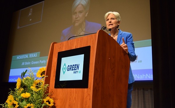 Dr. Jill Stein addresses the Green Party convention in Houston, Texas. (hoto: Lana Shadwick/Breitbart Texas)