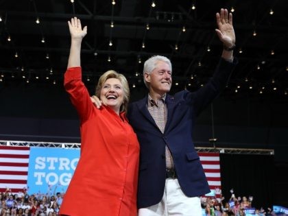 Democratic presidential nominee former Secretary of State Hillary Clinton and her husband