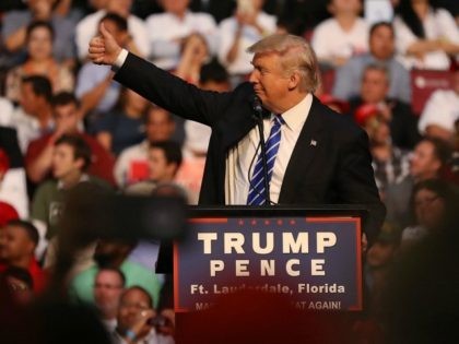 : Republican presidential nominee Donald Trump speaks during his campaign event at the BB&