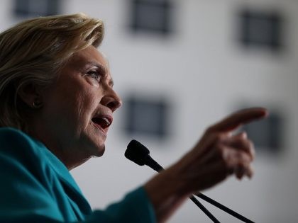 Democratic presidential nominee former Secretary of State Hillary Clinton speaks during a