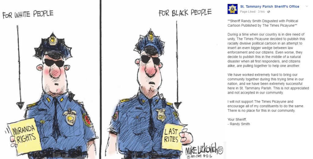 St. Tammany Sheriff's Office Response To Political Cartoon