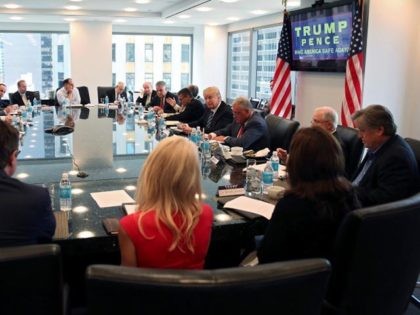 Republican presidential nominee Donald Trump conducts a round table discussion on security