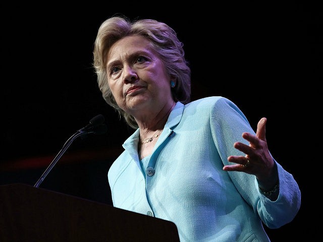 WASHINGTON, DC - AUGUST 05: Democratic presidential nomiee Hillary Clinton addresses the N