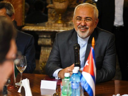 Iran's Foreign Minister Mohammad Javad Zarif holds a meeting with his Cuban counterpart Bruno Rodriguez (L, foreground), at the Foreign Ministry in Havana, on August 22, 2016. Mohammad is in Cuba on an official visit. / AFP / YAMIL LAGE (Photo credit should read YAMIL LAGE/AFP/Getty Images)