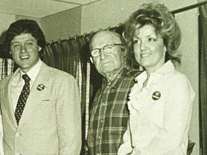 1978 ?, Van Buren, Arkansas, Bill Clinton on a visit to Juanita Broaddrick's (right) nursing home