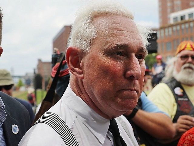 CLEVELAND, OH - JULY 18: Political operative Roger Stone attends rally on the first day of the Republican National Convention (RNC) on July 18, 2016 in Cleveland, Ohio. An estimated 50,000 people are expected in downtown Cleveland, including hundreds of protesters and members of the media. The convention runs through …