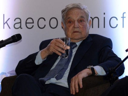 Hungarian-born US magnate and philanthropist George Soros attends an economic forum in Col