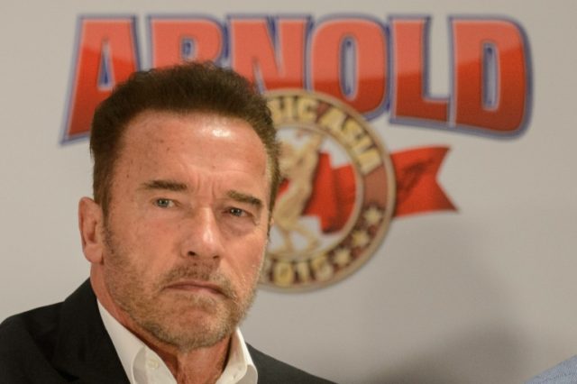US actor and former California governor Arnold Schwarzenegger attends a press conference i