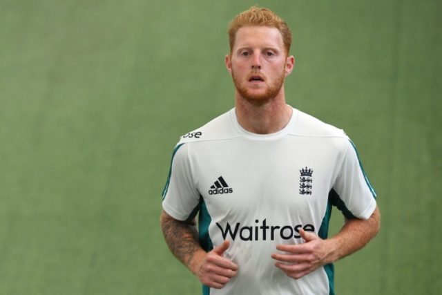 England cricketer Ben Stokes has a fitness test during an indoor practice session at Edgba