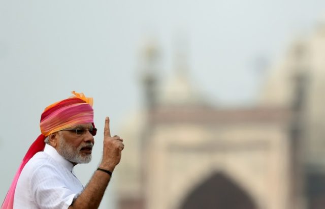 Indian Prime Minister Narendra Modi delivers his Independence Day speech from The Red Fort