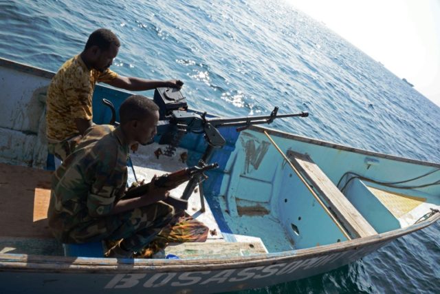 The Somali coast guard carry out a patrol off the coast of Bosaso in Puntland on November