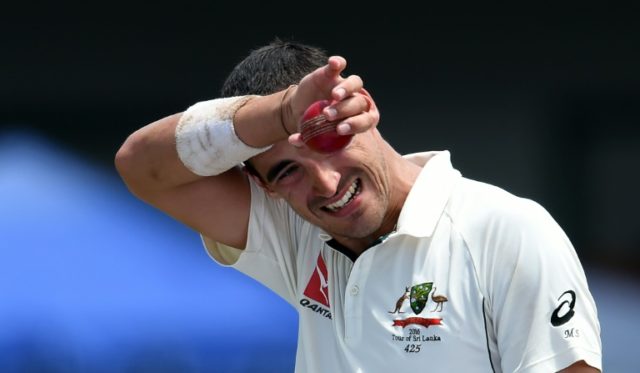 Australia's Mitchell Starc, seen in action during the first day of their third and final T