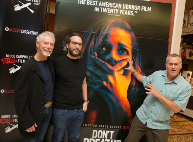 Actor Stephen Lang, director Fede Alvarez, and Bruce Campbell at a screening of "Don't Bre