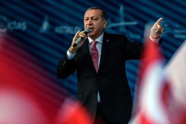 Turkish President Recep Tayyip Erdogan, pictured on August 26, 2016, told a rally in Gazia