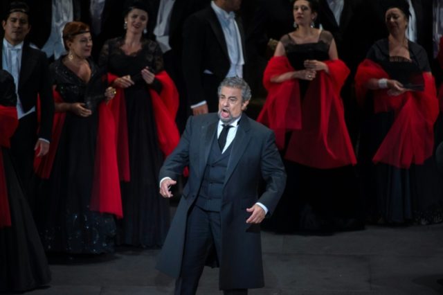 Spanish tenor Placido Domingo pictured performing in opera "La Traviata" in July 2016
