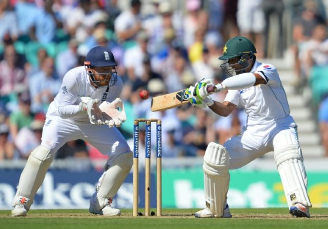 Pakistan's Asad Shafiq bats during play on the second day of the fourth Test at The Oval i
