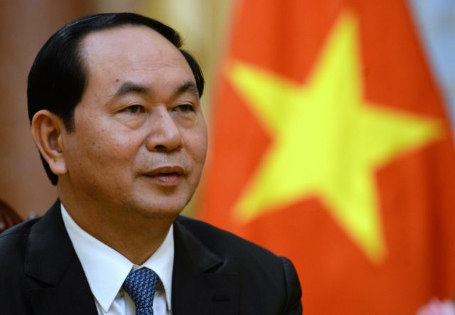 Vietnamese president Tran Dai Quang speaks during an interview with AFP at the presidentia
