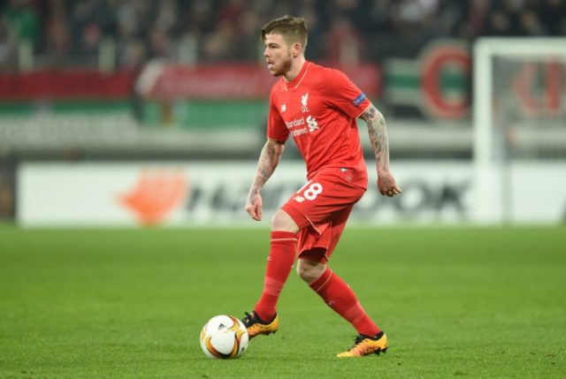 Liverpool's Spain defender Alberto Moreno plays during the UEFA Europa League match agains